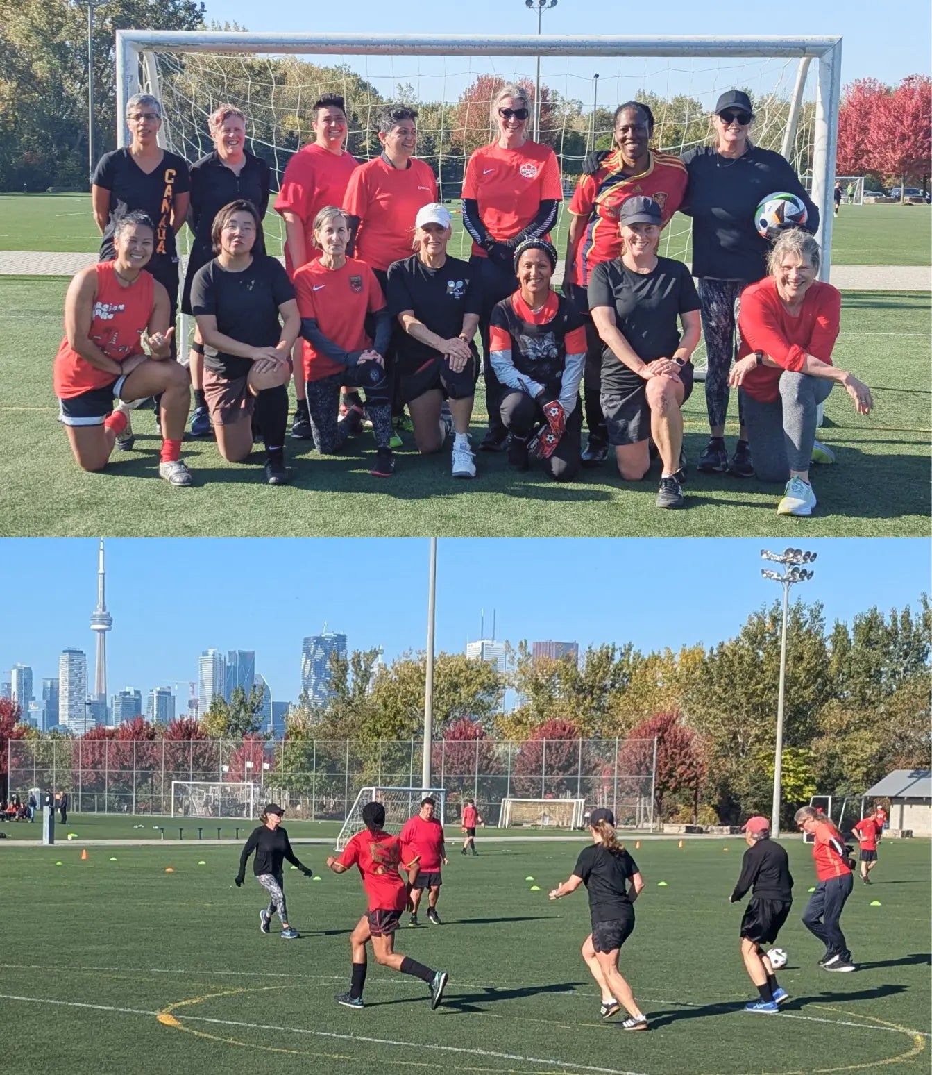 Womens Walking soccer team in Toronto. A Team lineup and some game action.